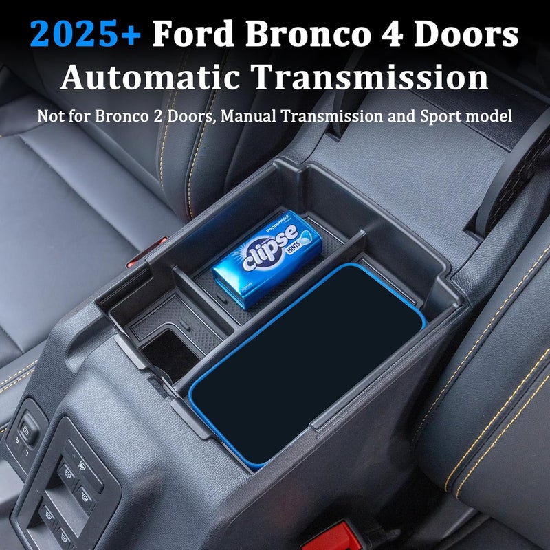 TOPINSTALL 2025+ Upgraded Tray Compatible with Ford Bronco 2025 2026 4-Door Automatic Transmission, Full Size Bronco Console Organizer (NOT for Manual & 2-Door & Sport Model) - Image 2